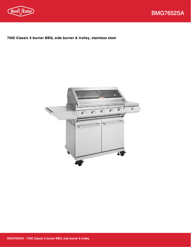 Page n°1 - Fiche technique BeefEater BMG7652SA