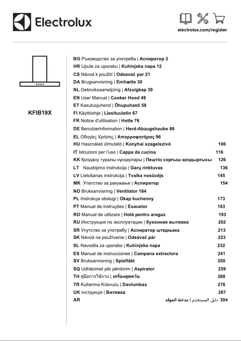 Page 1 de la notice Manuel utilisateur Electrolux KFIB19X