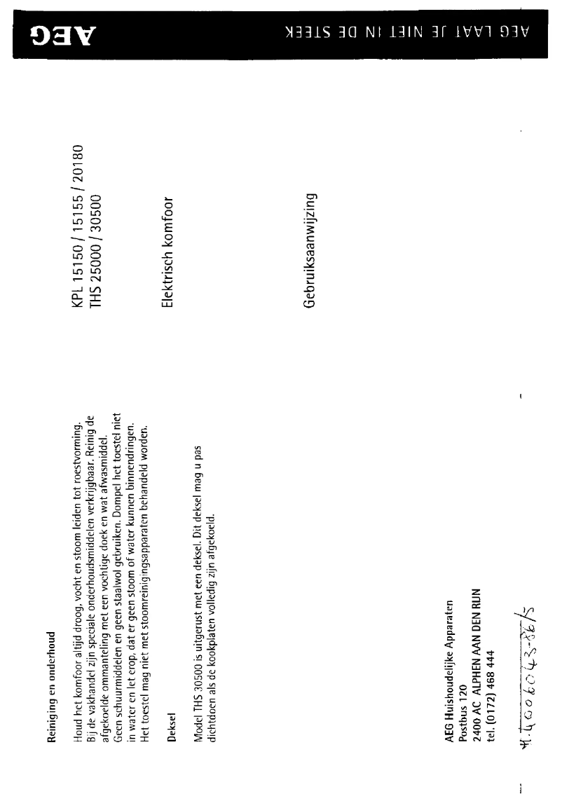 Page 1 de la notice Manuel utilisateur AEG-Electrolux KPL 15155