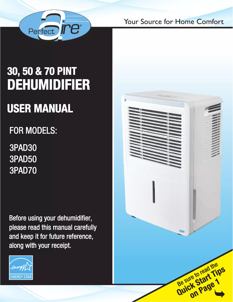 Page 1 de la notice Manuel utilisateur Perfect Aire 3PAD30