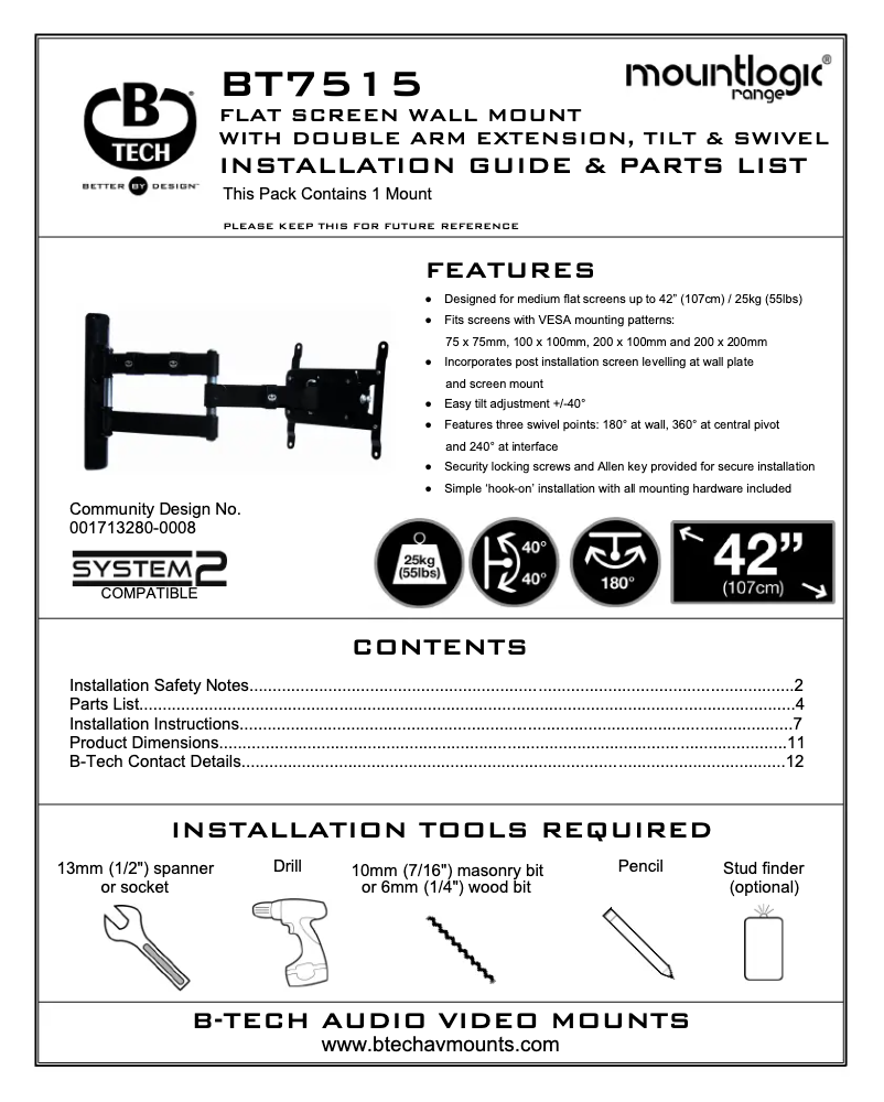 Image de la première page du manuel de l'appareil BT7515