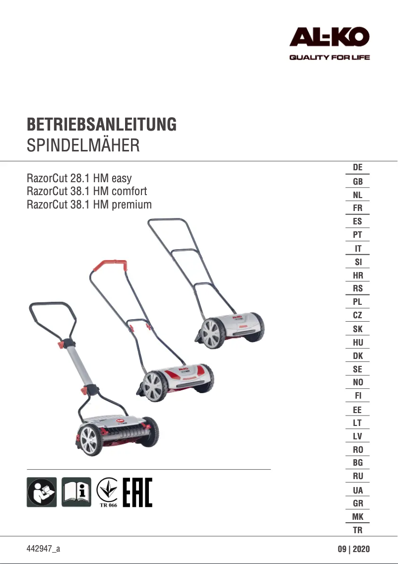 Image de la première page du manuel de l'appareil RazorCut 38.1 HM comfort