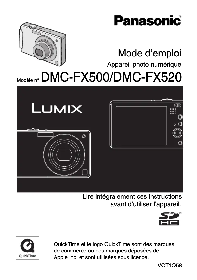 Page 1 de la notice Manuel utilisateur Panasonic Lumix DMC-FX520