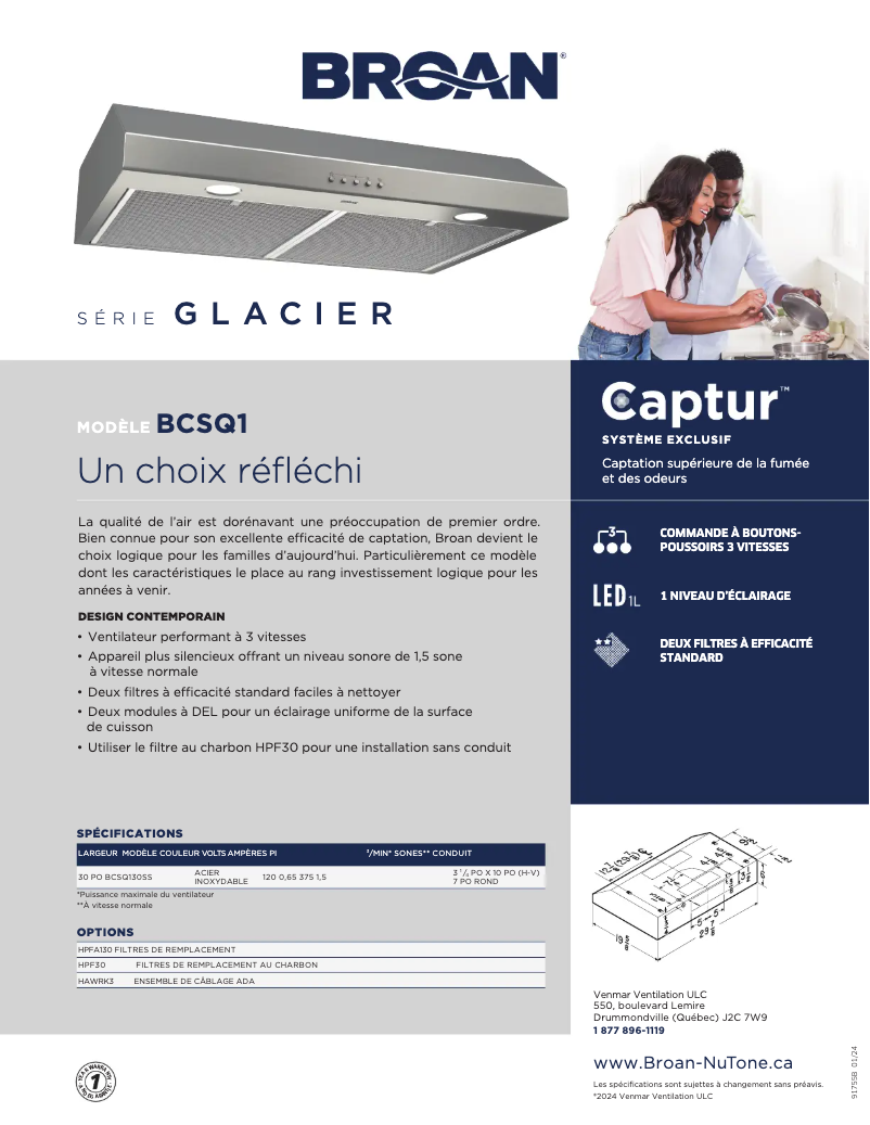 Page n°1 - Brochure Broan BCSQ130SS