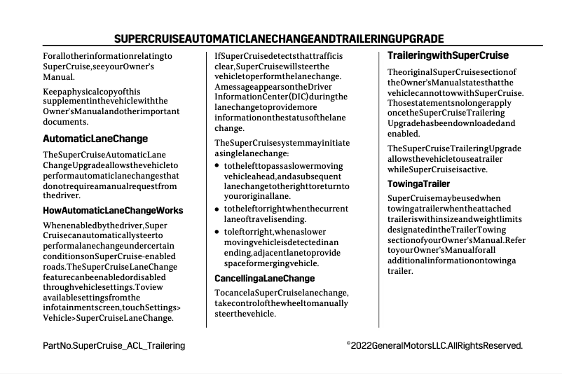 Page 1 de la notice Manuel utilisateur Cadillac Escalade ESV (2021)