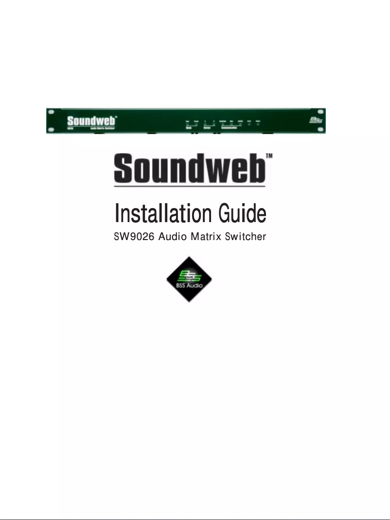 Page n°1 - Manuel utilisateur BSS Audio Soundweb SW9026