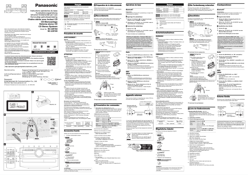 Page 1 de la notice Manuel utilisateur Panasonic SC-UX100