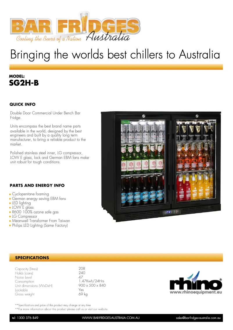 Page n°1 - Fiche technique Rhino SG2H-B