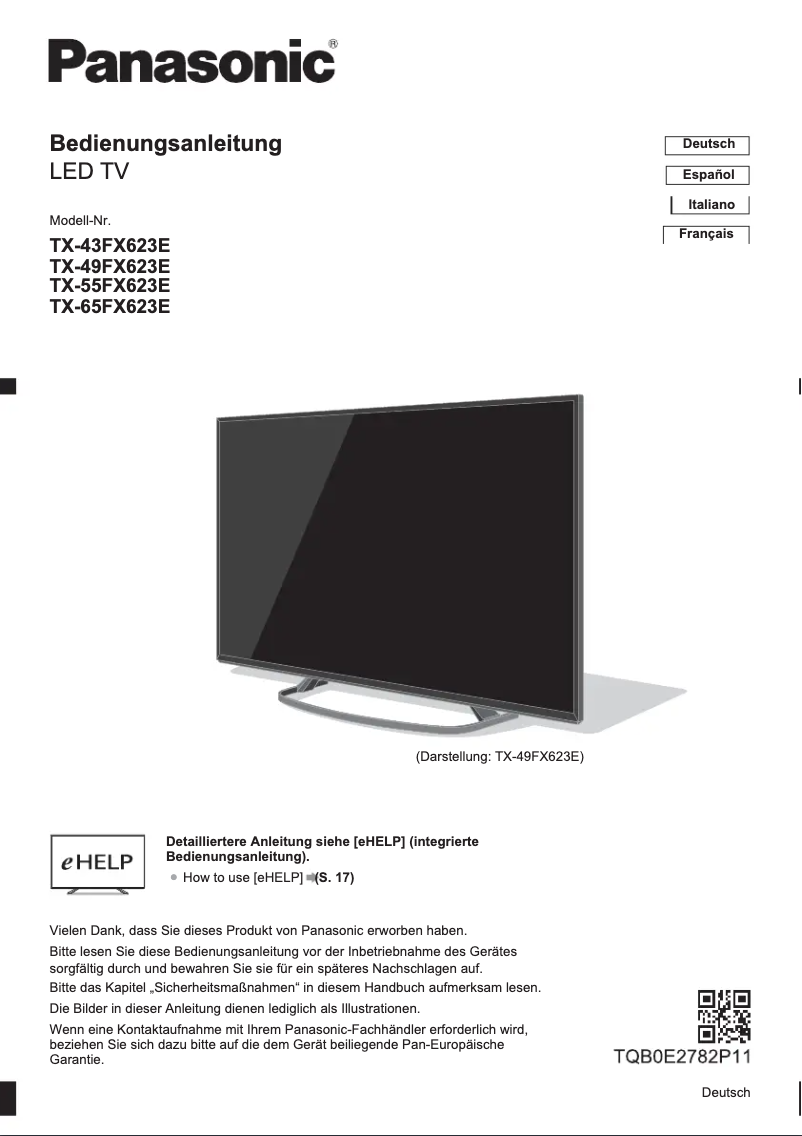 Page 1 de la notice Guide de démarrage rapide Panasonic TX-65FX623E