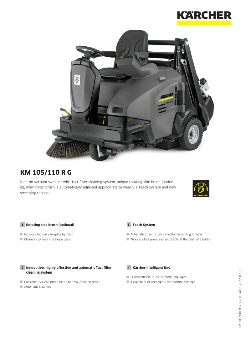 Page n°1 - Manuel utilisateur Kärcher KM 105/110 R G
