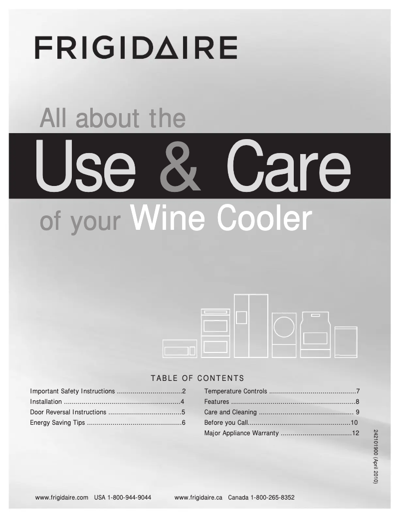 Page n°1 - Manuel d'utilisation et d'entretien Frigidaire FFWC38F6LS