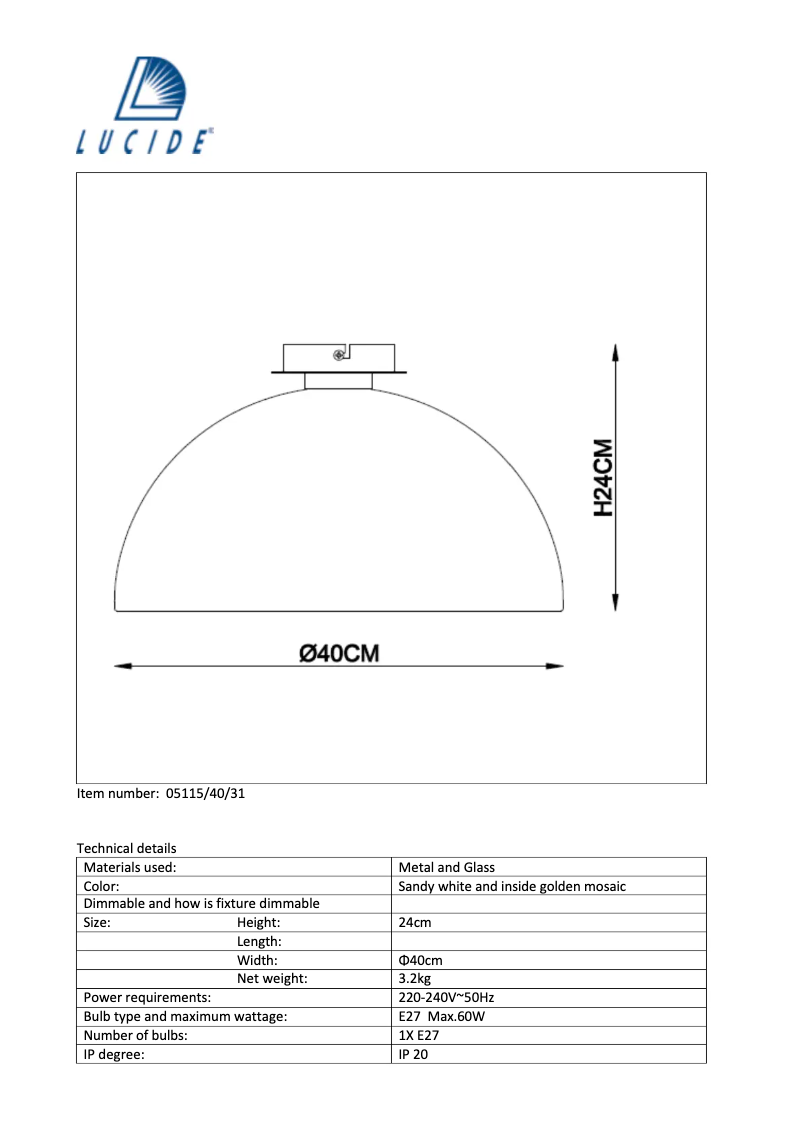 Page n°1 - Manuel utilisateur Lucide Elynn