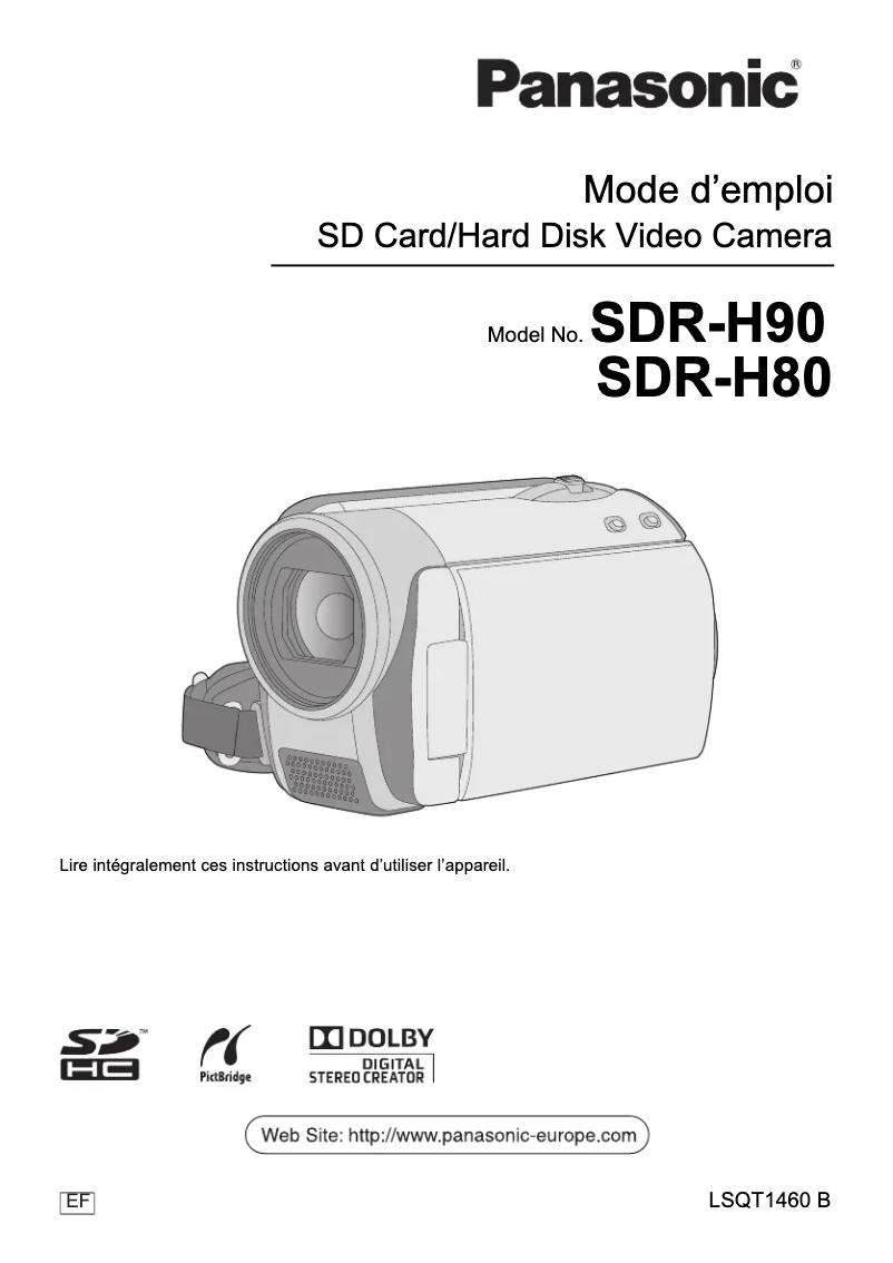 Image de la première page du manuel de l'appareil SDR-H90
