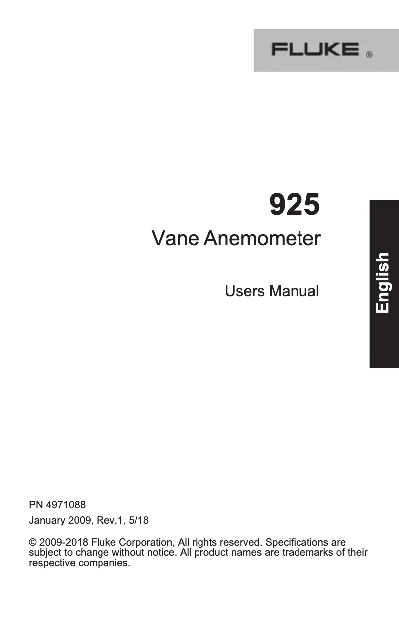 Page 1 de la notice Manuel utilisateur Fluke 925