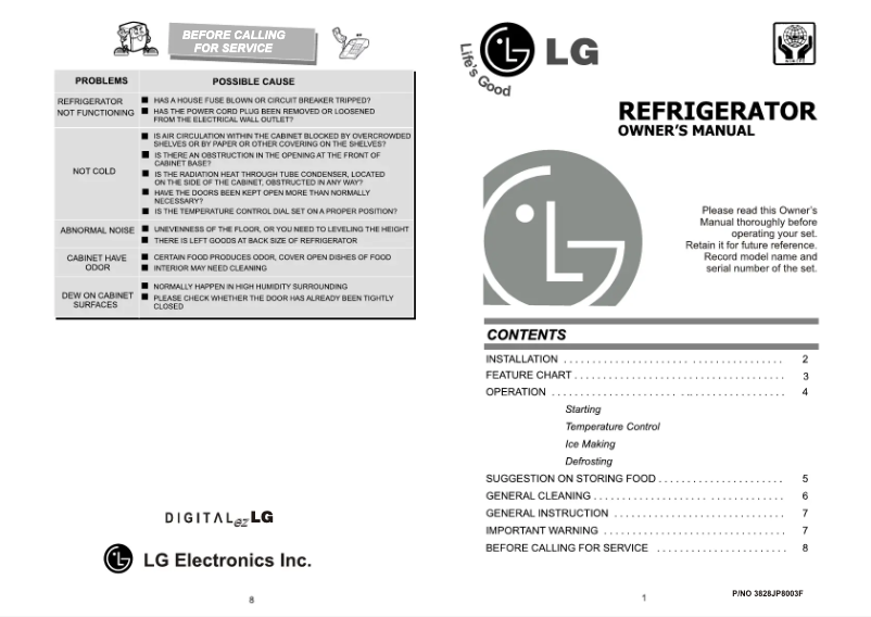 Page 1 de la notice Manuel utilisateur LG GR-191RK