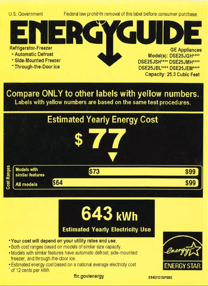 Page n°1 - Label énergétique Adora DSE25JSHSS