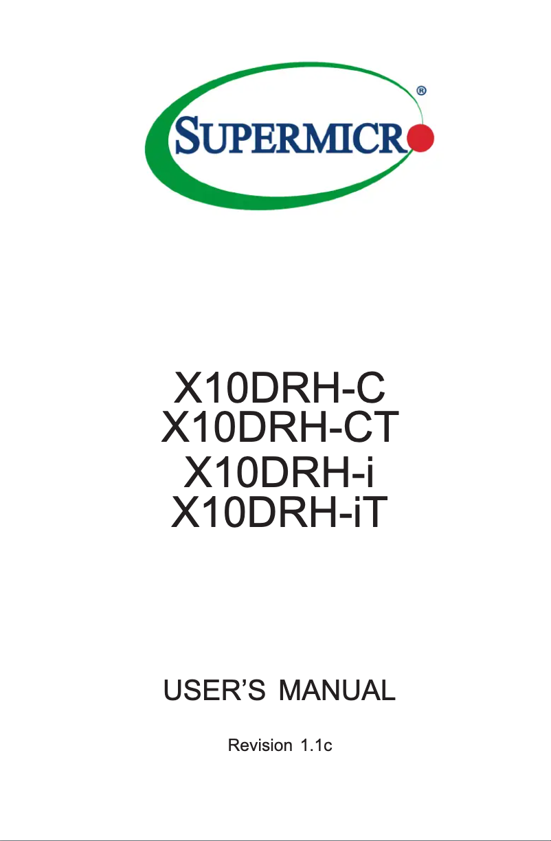 Page n°1 - Manuel utilisateur Supermicro X10DRH-CT
