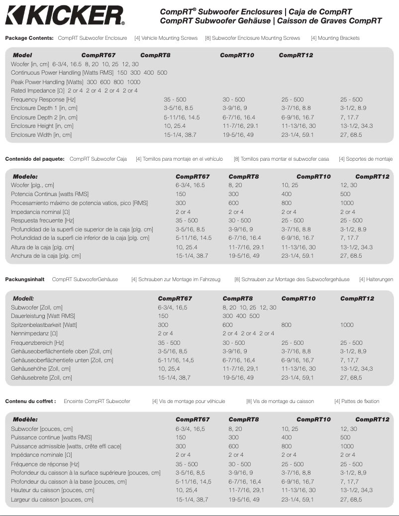 Page 1 de la notice Manuel utilisateur Kicker TL7T8