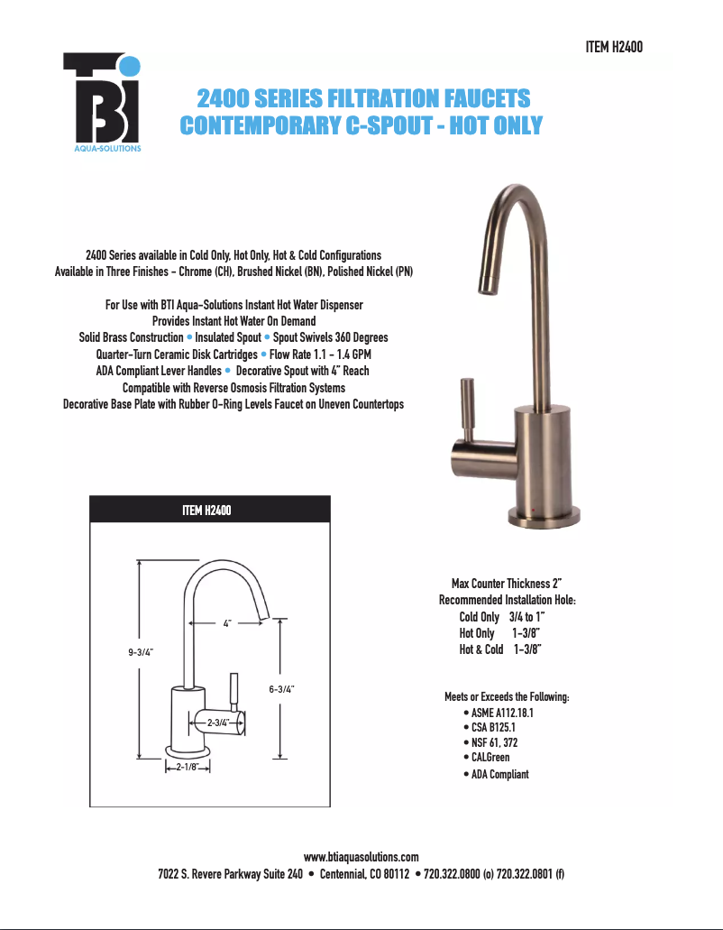 Image de la première page du manuel de l'appareil H2400