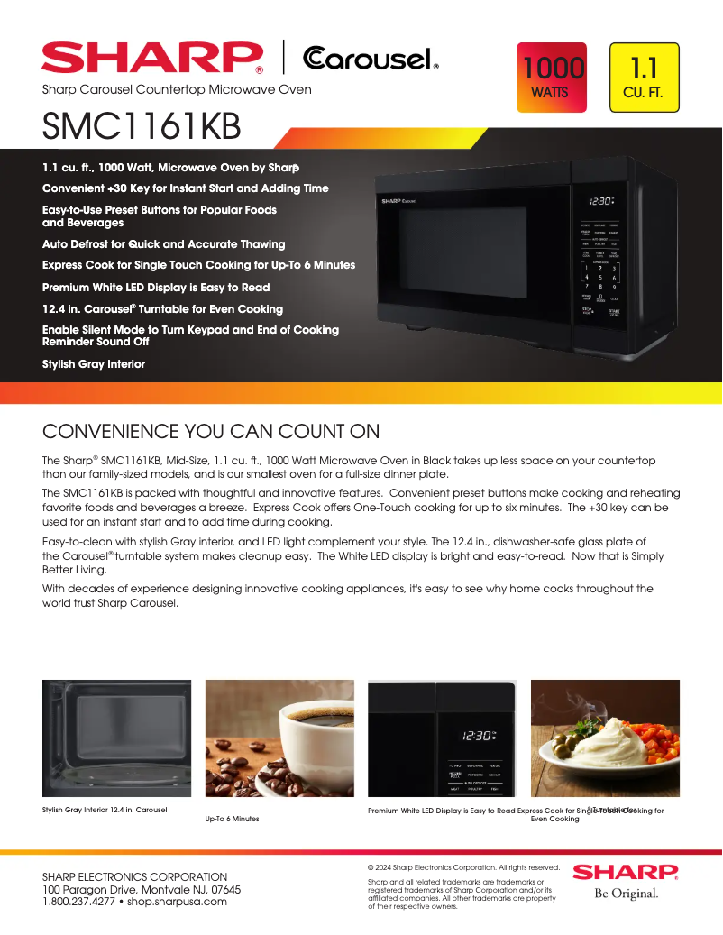 Page 1 de la notice Fiche technique Sharp SMC1161KB