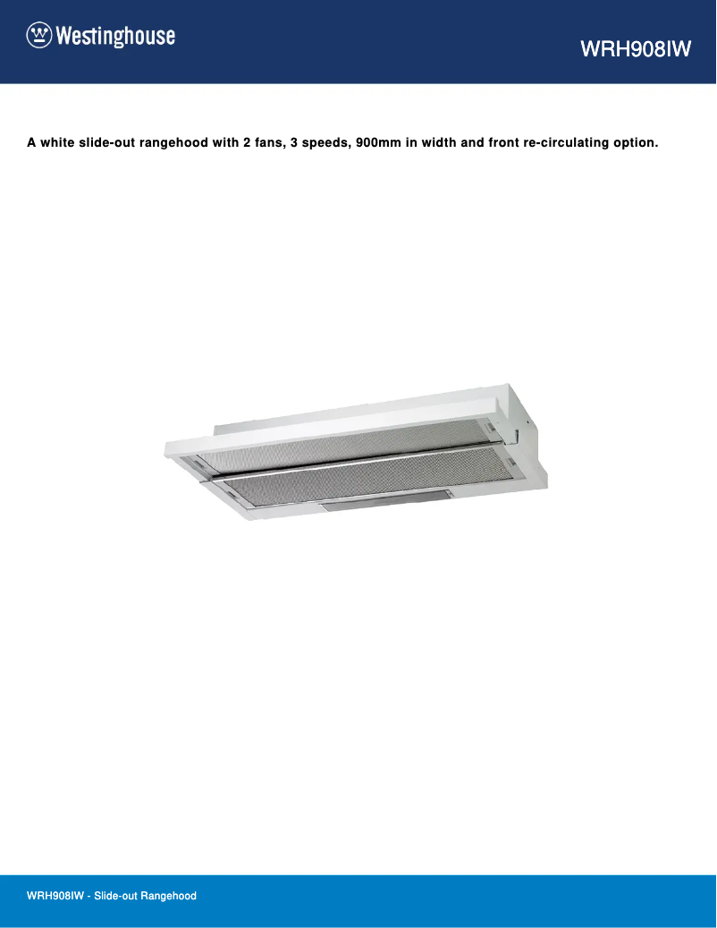 Page 1 de la notice Fiche technique Westinghouse WRH908IW