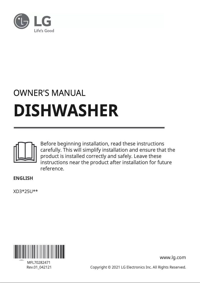 Page 1 de la notice Manuel utilisateur LG XD3A25UNS