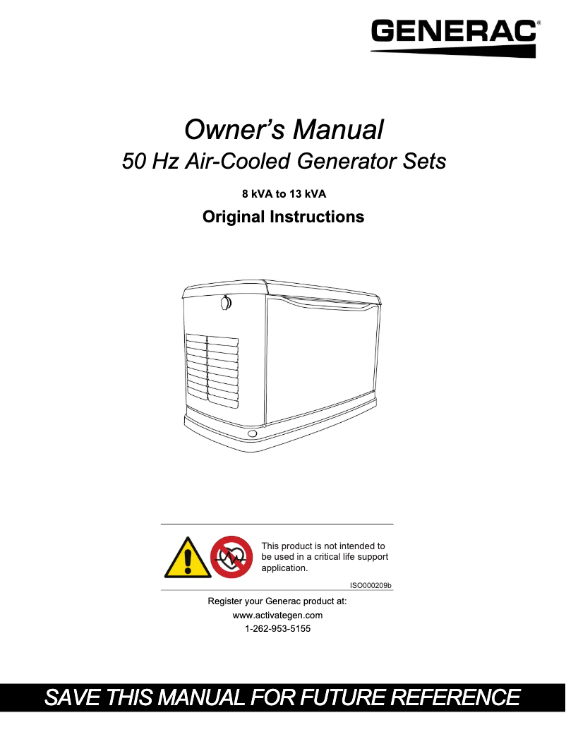 Page n°1 - Manuel utilisateur Generac G0071460
