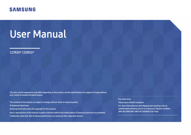 Page 1 de la notice Manuel utilisateur Samsung C32R500FHAX