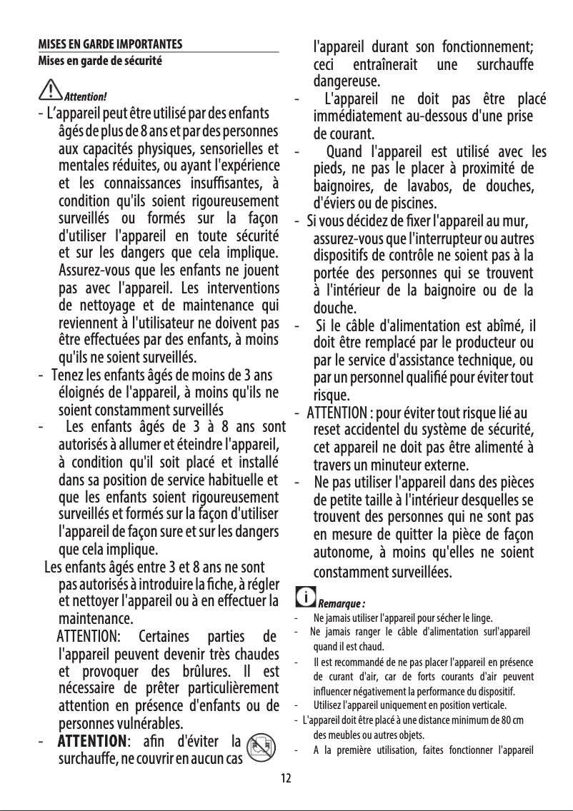 Page 1 de la notice Manuel utilisateur DeLonghi Slim Style HCX3120FS