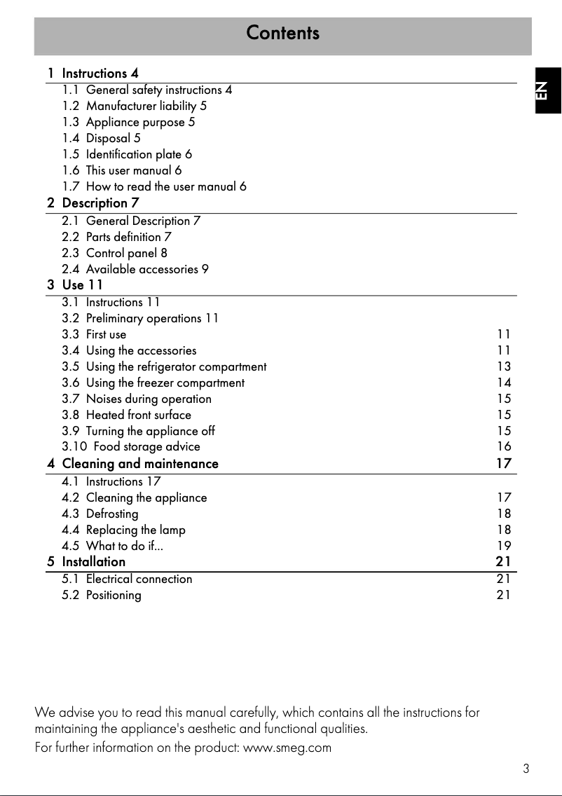 Página 1 del manual Manual de usuario Smeg FAB30RFA