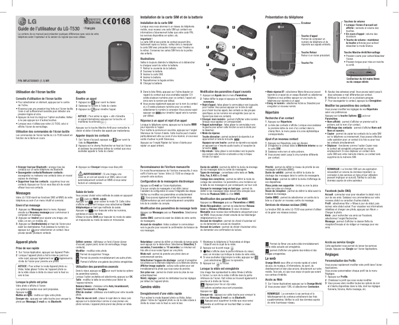Image de la première page du manuel de l'appareil LGT530