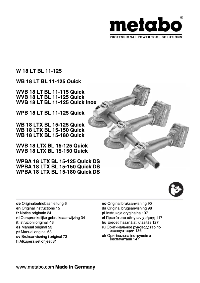 Página 1 del manual Manual de usuario Metabo WVB 18 LTX BL 15-150 Quick