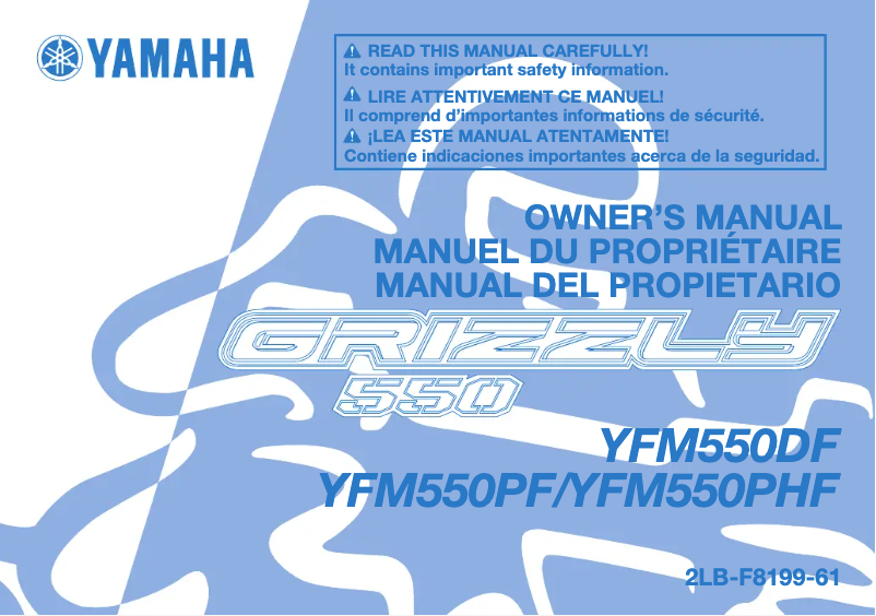 Página 1 del manual Manual de usuario Yamaha Grizzly 550 (2015)