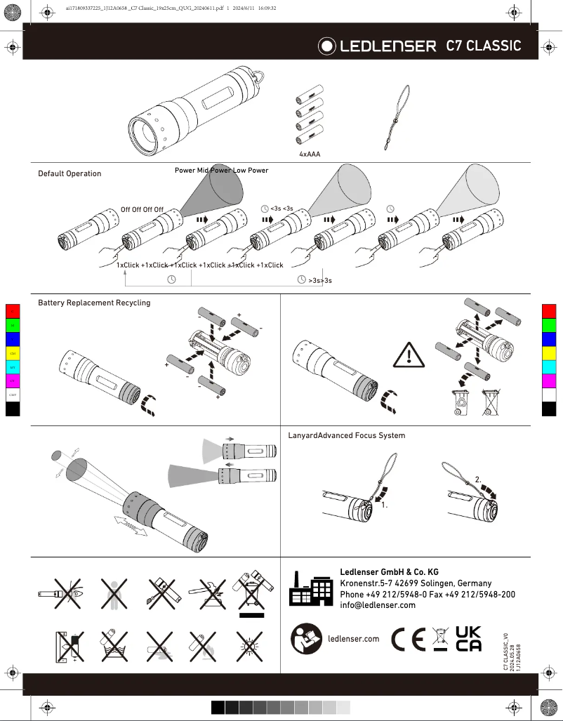 Page 1 de la notice Manuel utilisateur Ledlenser P7