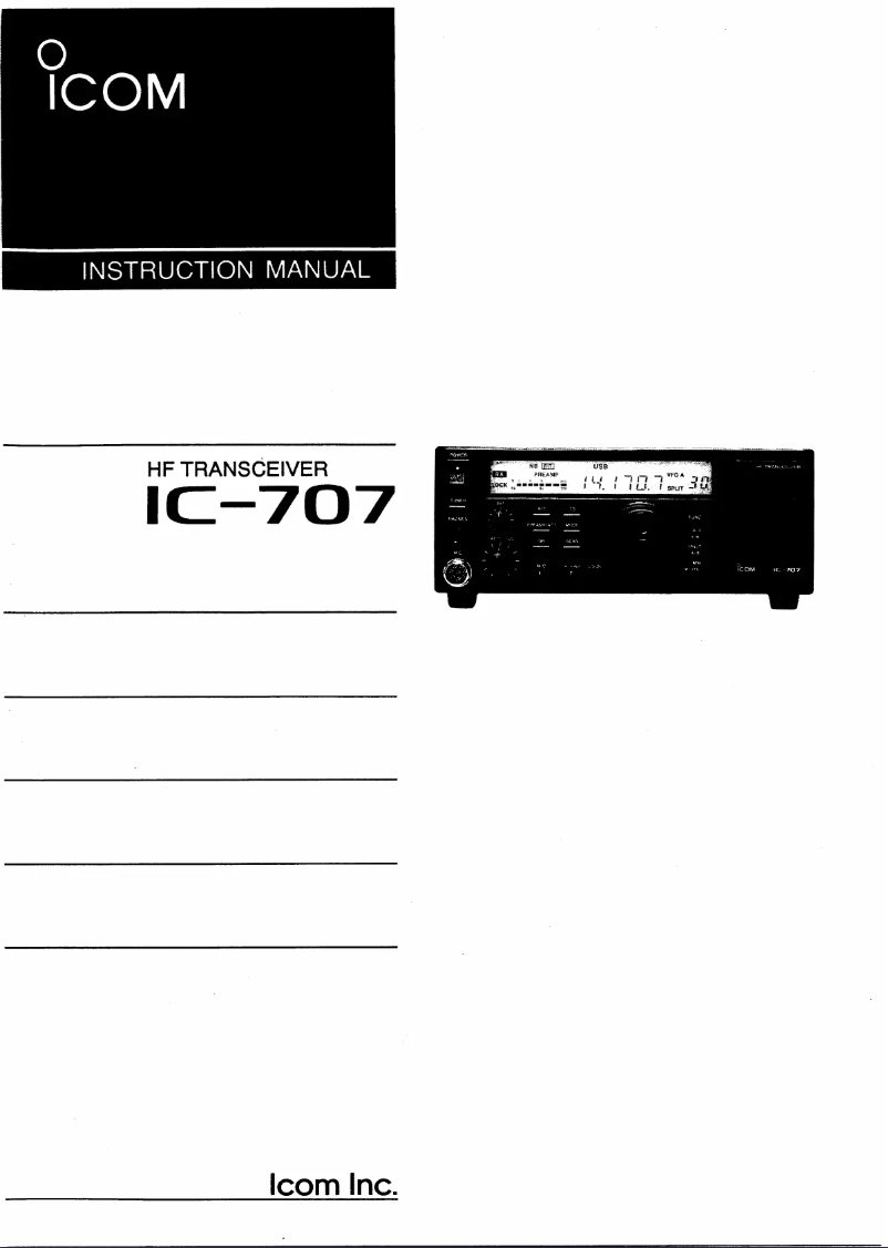 Page n°1 - Manuel utilisateur ICOM IC-707