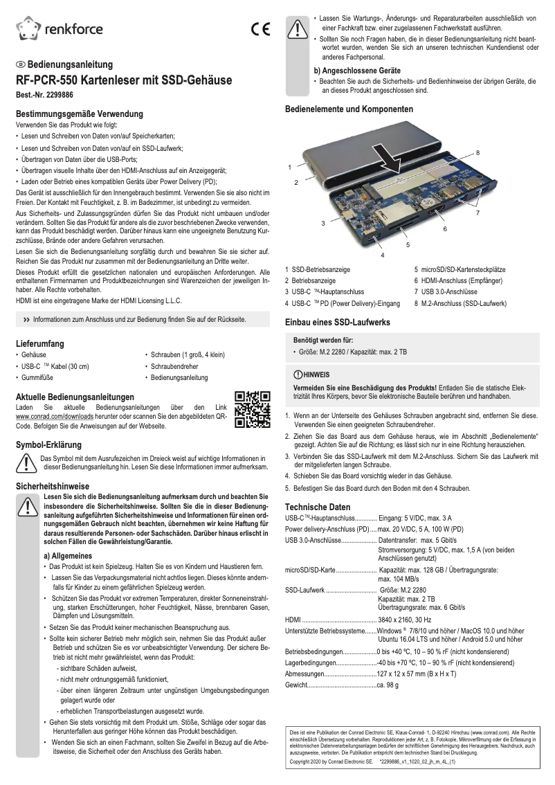 Página 1 del manual Manual de usuario Renkforce RF-PCR-550