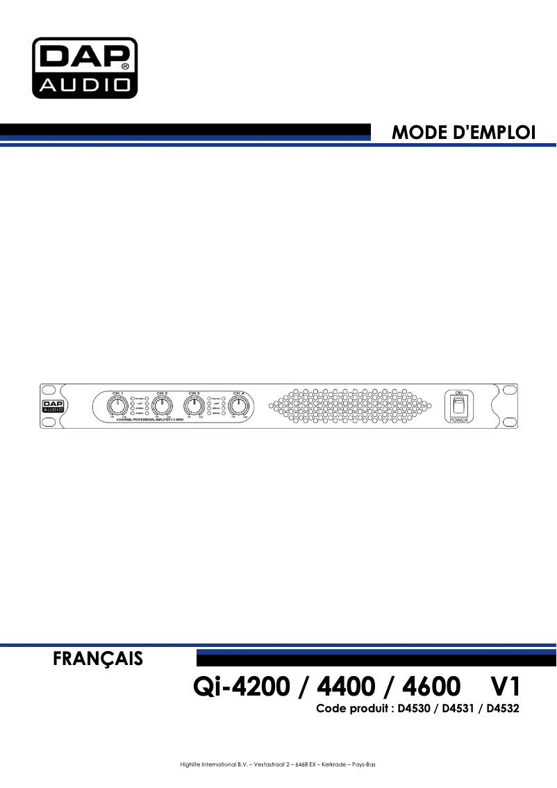 Page n°1 - Manuel utilisateur DAP-Audio Qi-4600