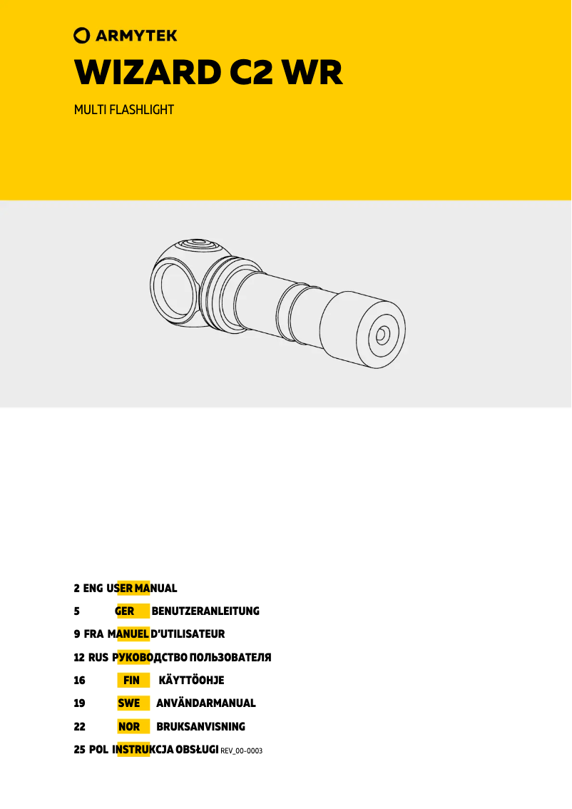 Image de la première page du manuel de l'appareil Wizard C2 WR