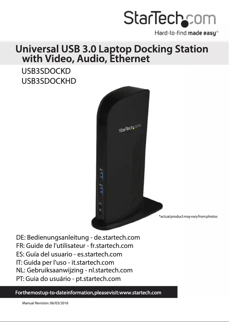 Image de la première page du manuel de l'appareil USB3SDOCKD