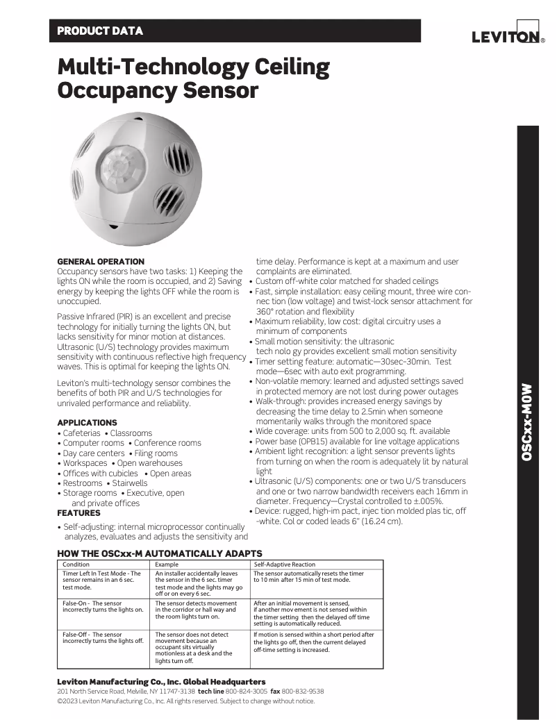 Page n°1 - Manuel utilisateur Leviton OSC20-M0W