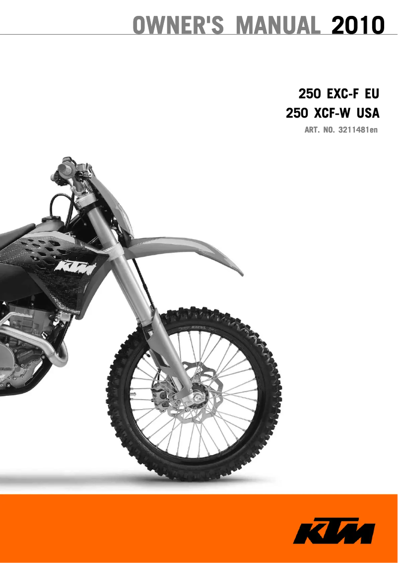 Page 1 de la notice Manuel utilisateur KTM 250 XCF-W (2010)