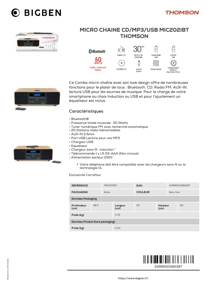 Image de la première page du manuel de l'appareil MIC202IBT