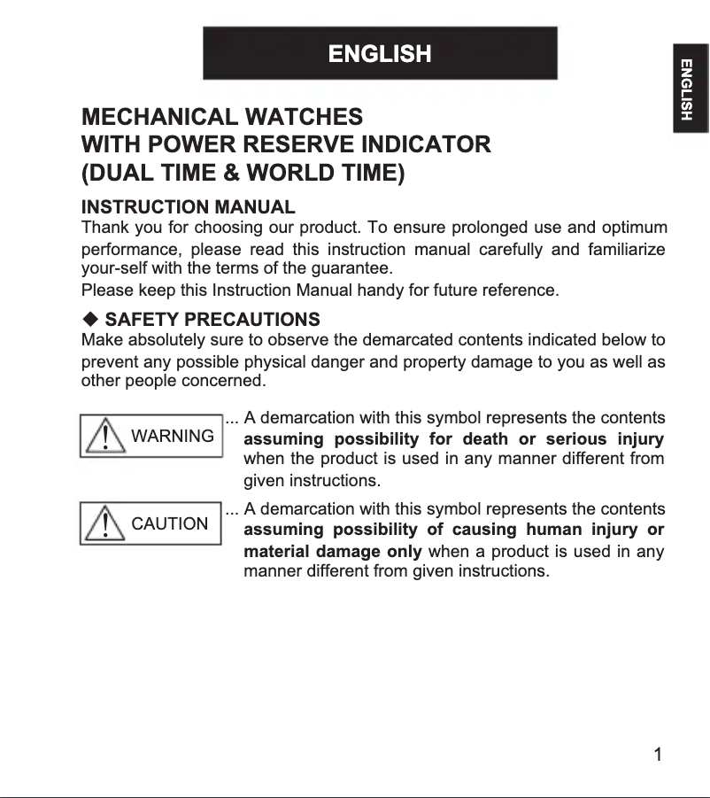 Page 1 de la notice Manuel utilisateur ORIENT Executive FDH00002B0