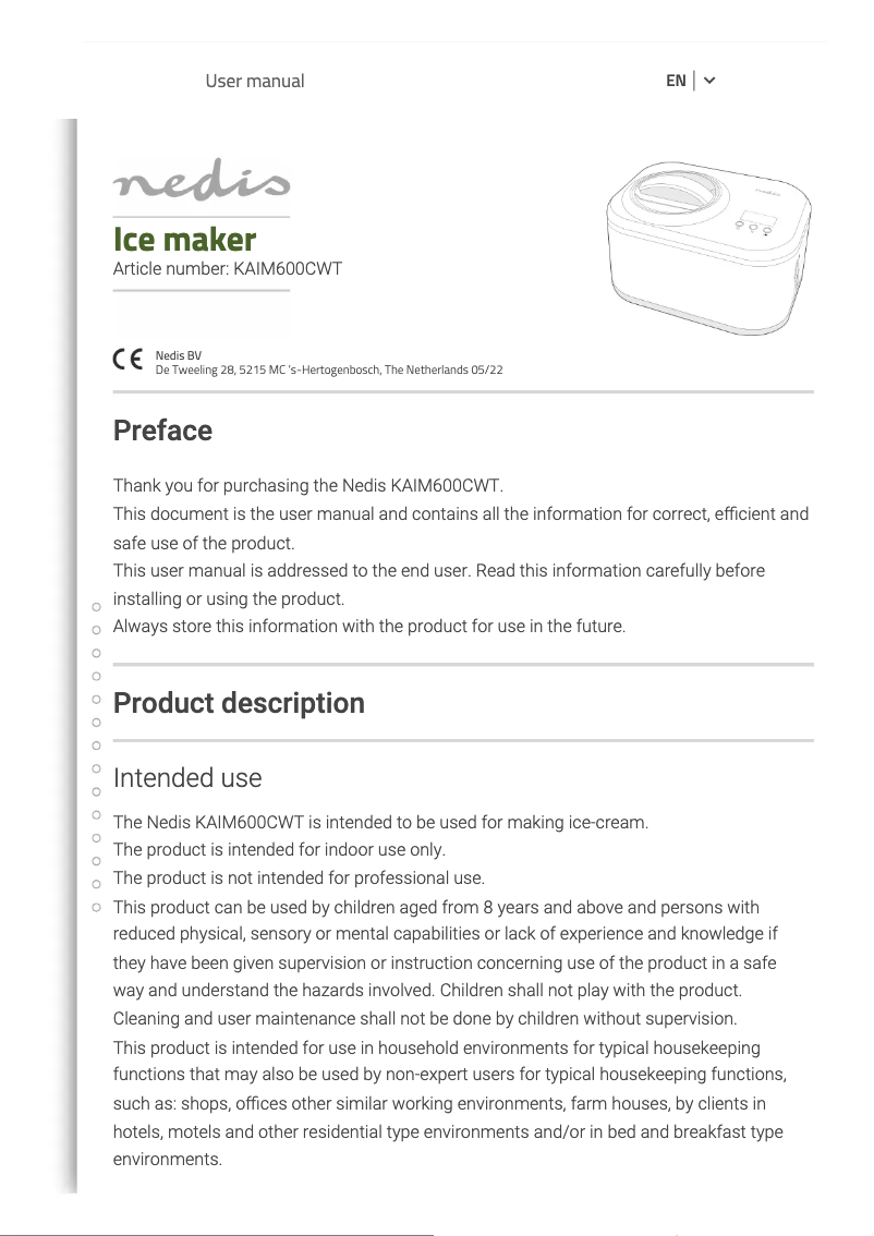 Page 1 de la notice Mode d'emploi Nedis KAIM600CWT
