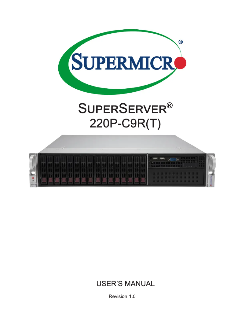 Image de la première page du manuel de l'appareil SuperServer SYS-220P-C9RT