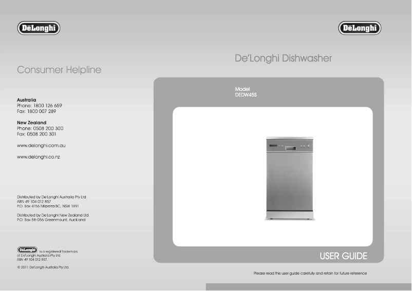 Page 1 de la notice Manuel utilisateur DeLonghi DEDW45S