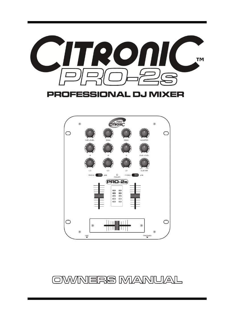 Page 1 de la notice Manuel utilisateur Citronic PRO-2S