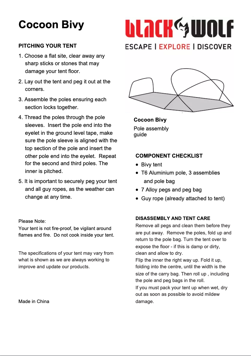 Página 1 del manual Manual de usuario Black Wolf Cocoon Bivy