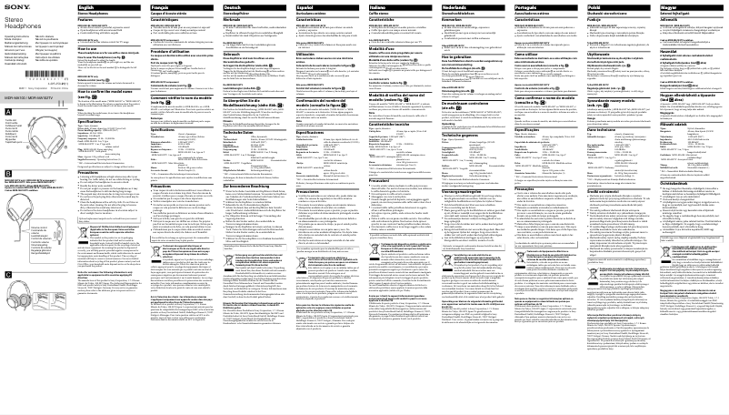Image de la première page du manuel de l'appareil MDR-MA100