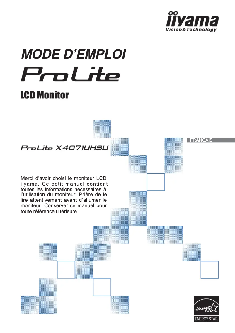 Page 1 de la notice Manuel utilisateur Iiyama ProLite X4071UHSU-B1